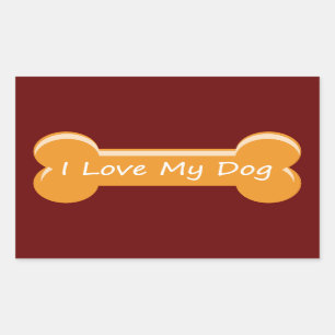 I Love My Dog Dog Bone Sticker