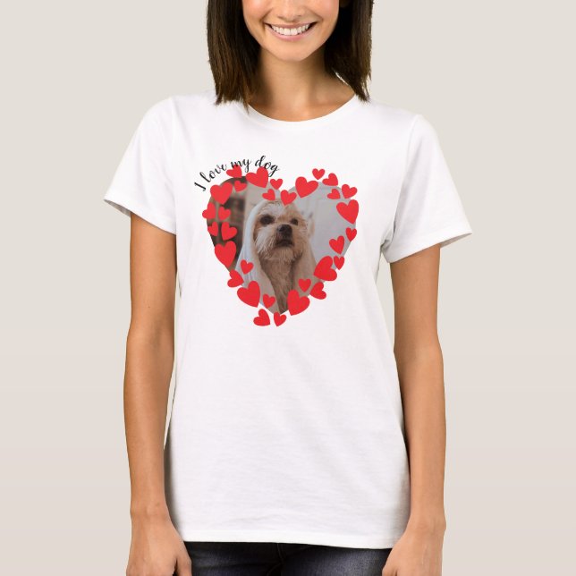 I Love My Dog Hearts Photo  T-Shirt (Front)