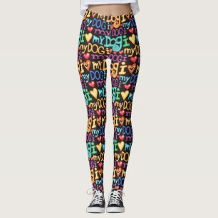I Love My Dog Pattern Leggings