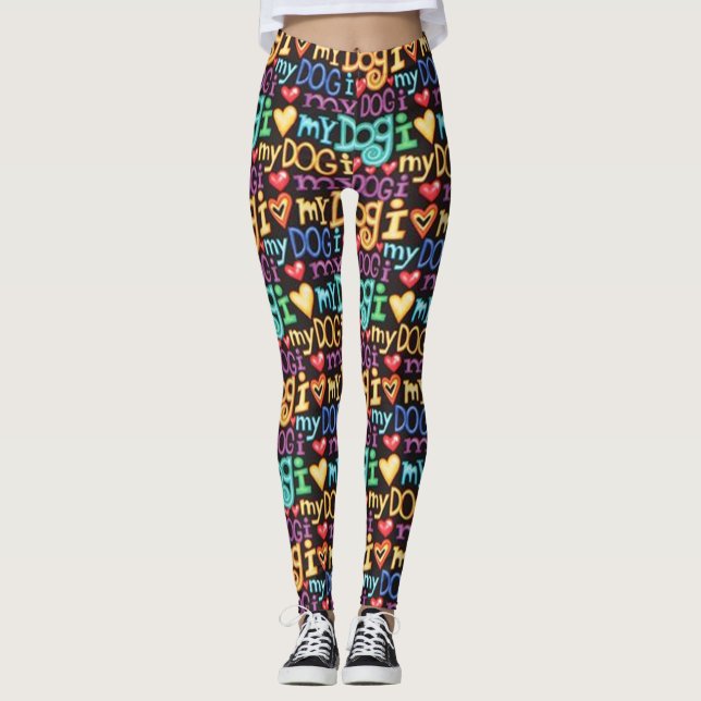 I Love My Dog Pattern Leggings (Front)