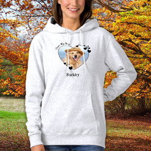 I Love My Dog Personalized Cute Heart Pet Photo Hoodie