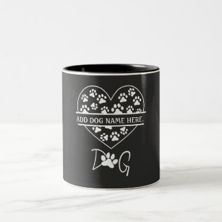 I Love My Dog Personalized Cute Pet Dog Paw Two-Tone Coffee Mug