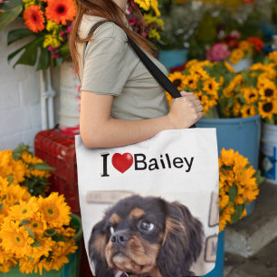 I Love My Dog personalized photo Tote Bag