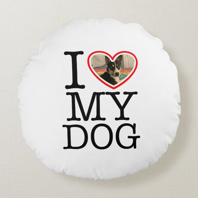 I Love My Dog Personalized Pillow (Front)