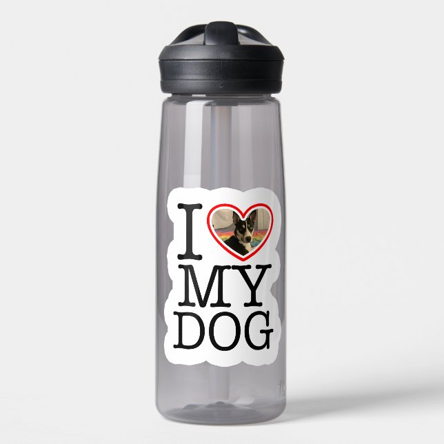 I Love My Dog Personalized Water Bottle (Front)