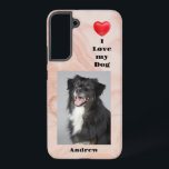 I Love My Dog photo and name on Pink Marble Samsung Galaxy Case<br><div class="desc">Put your dog's picture and name on this cute I Love My Dog photo and name on Pink Marble Background

After adding your dog's photo and name,  scroll through and find your phone brand before ordering.</div>