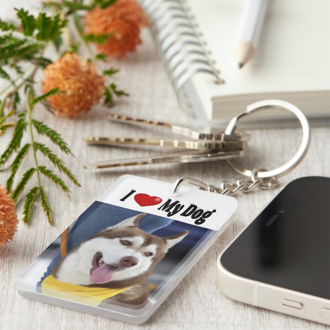 I Love My Dog photo  Keychain (Front Right)