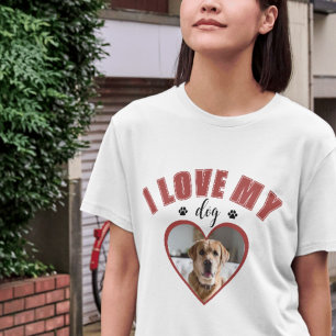 I Love My Dog Red Personalized Dog Lover Photo T-Shirt