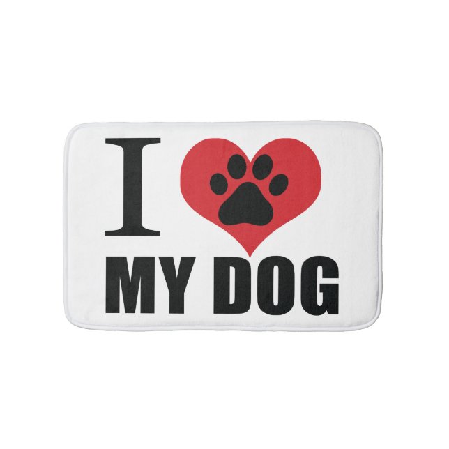 I love my dog throw pillow bath mat (Front)