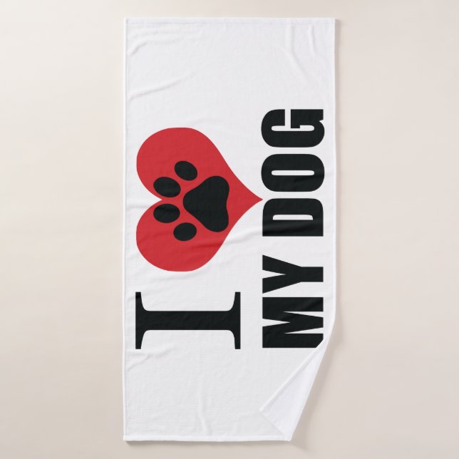 I love my dog throw pillow bath towel (Bath Towel)
