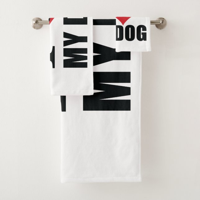 I love my dog throw pillow bath towel set (Insitu)