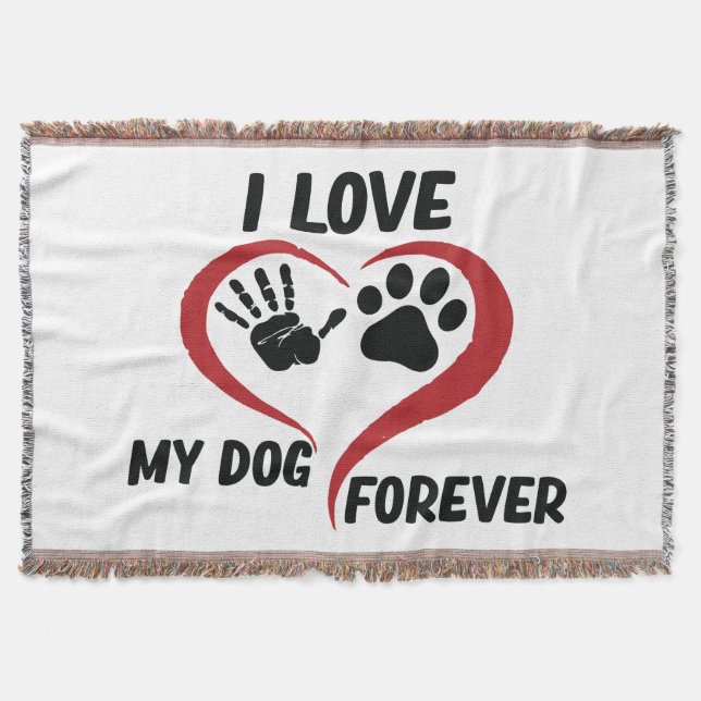 I love my dog throw pillow blanket (Front)