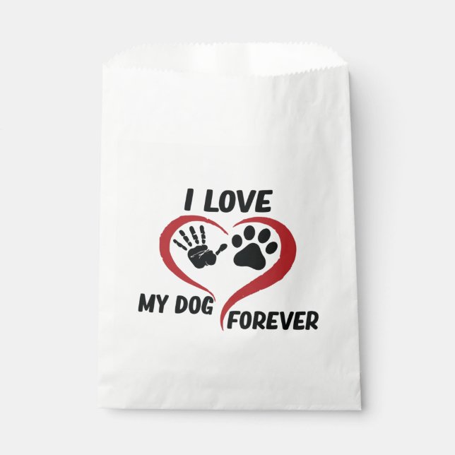 I love my dog throw pillow favour bag (Front)