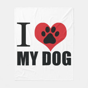 I love my dog throw pillow fleece blanket