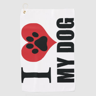 I love my dog throw pillow golf towel