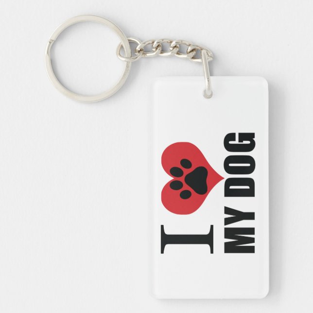 I love my dog throw pillow keychain (Front)