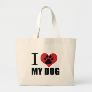 I love my dog throw pillow large tote bag