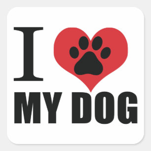 I love my dog throw pillow square sticker