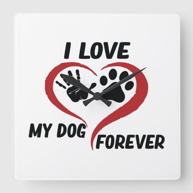 I love my dog throw pillow square wall clock (Front)