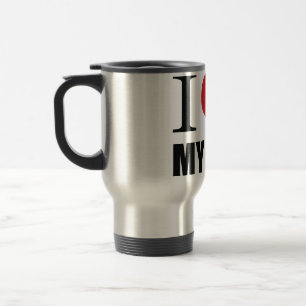 I love my dog throw pillow travel mug