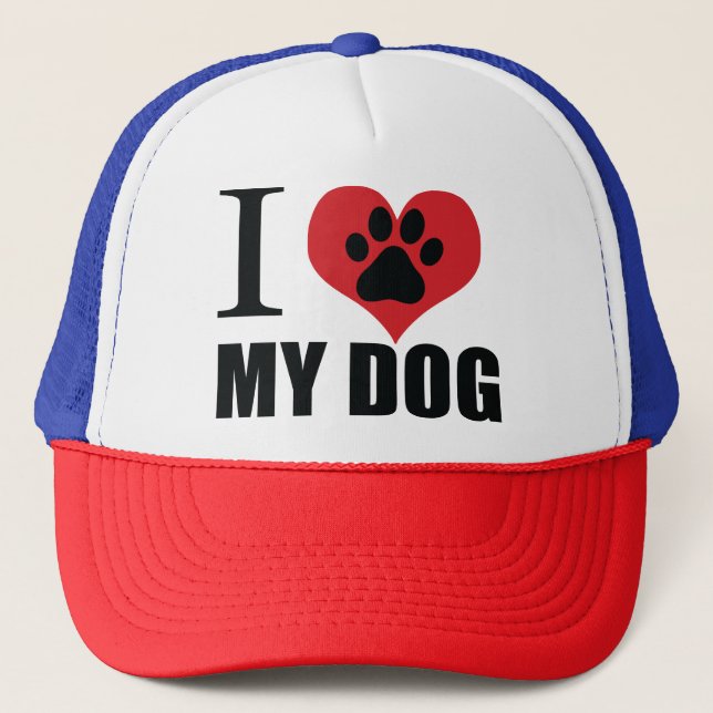 I love my dog throw pillow trucker hat (Front)