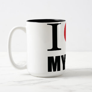 I love my dog throw pillow Two-Tone coffee mug