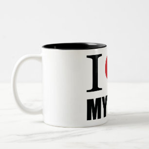 I love my dog throw pillow Two-Tone coffee mug