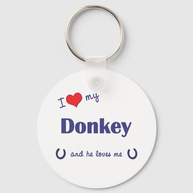 I Love My Donkey (Male Donkey) Keychain (Front)