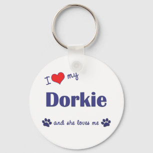 I Love My Dorkie (Female Dog) Keychain