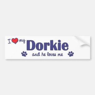 I Love My Dorkie (Male Dog) Bumper Sticker
