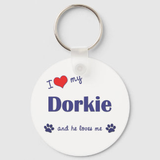 I Love My Dorkie (Male Dog) Keychain