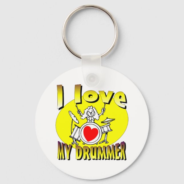 I Love My Drummer Keychain (Front)