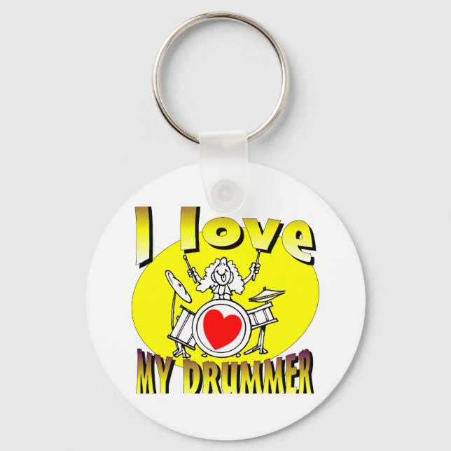 I Love My Drummer Keychain (Front)