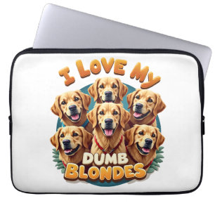 I Love My Dumb Blonde Golden Retrievers Vintage Re Laptop Sleeve