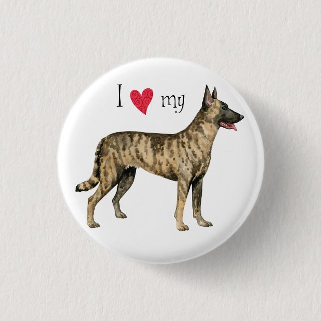 I Love my Dutch Shepherd 1 Inch Round Button (Front)