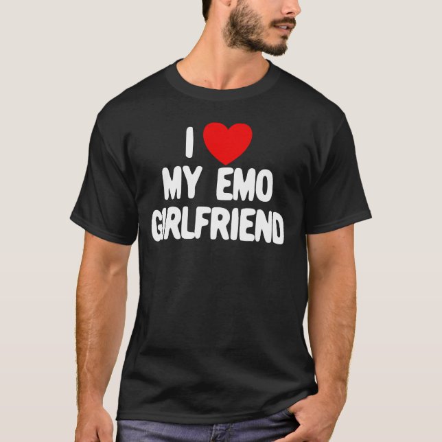 I Love My Emo Girlfriend Red Heart Emo Girlfriend T-Shirt (Front)