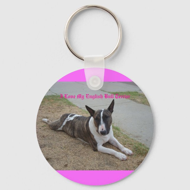 I Love My English Bull Terrier Keychain (Front)