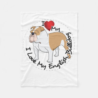 I Love My English Bulldog Dog Fleece Blanket