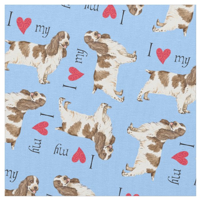 I Love my English Cocker Spaniel Fabric (Close Up)