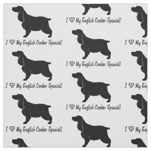 I Love My English Cocker Spaniel with Paw Print Fabric