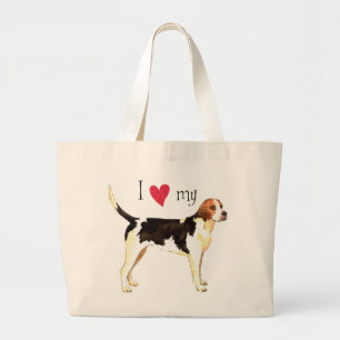 I Love my English Foxhound Large Tote Bag