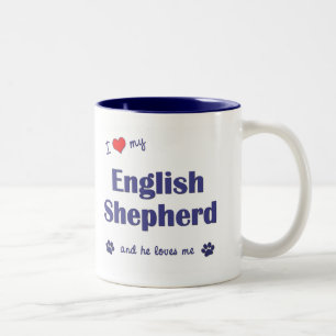 I Love My English Shepherd (Male Dog) Two-Tone Coffee Mug
