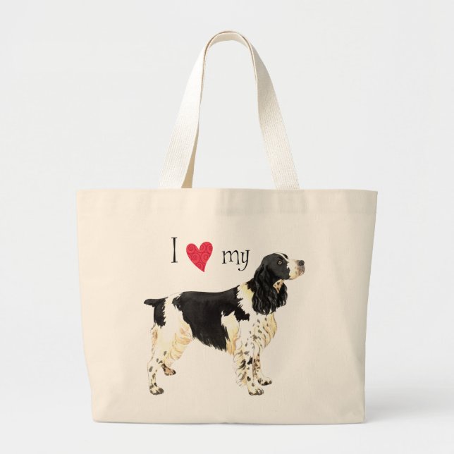 I Love my English Springer Spaniel Large Tote Bag (Front)