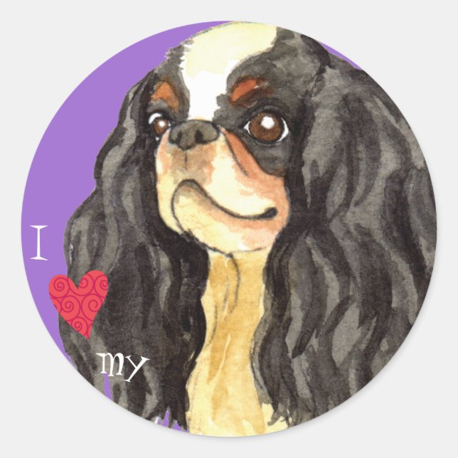 I Love my English Toy Spaniel Classic Round Sticker (Front)