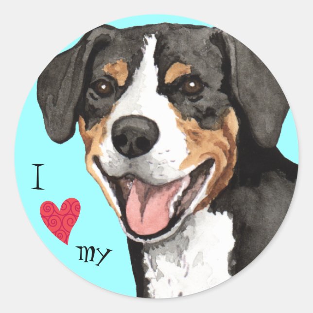 I Love my Entlebucher Classic Round Sticker (Front)