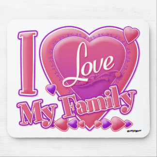 I Love My Family pink/purple - heart Mouse Pad
