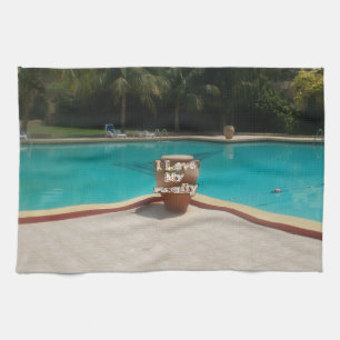 I Love My Family Poolside Art Kitchen Towel