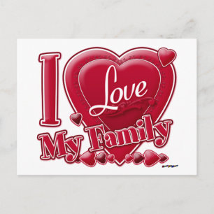 I Love My Family red - heart Postcard