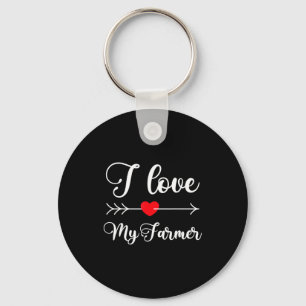I Love My Farmer Quote Farmer's Wife Girlfriend Hu Keychain