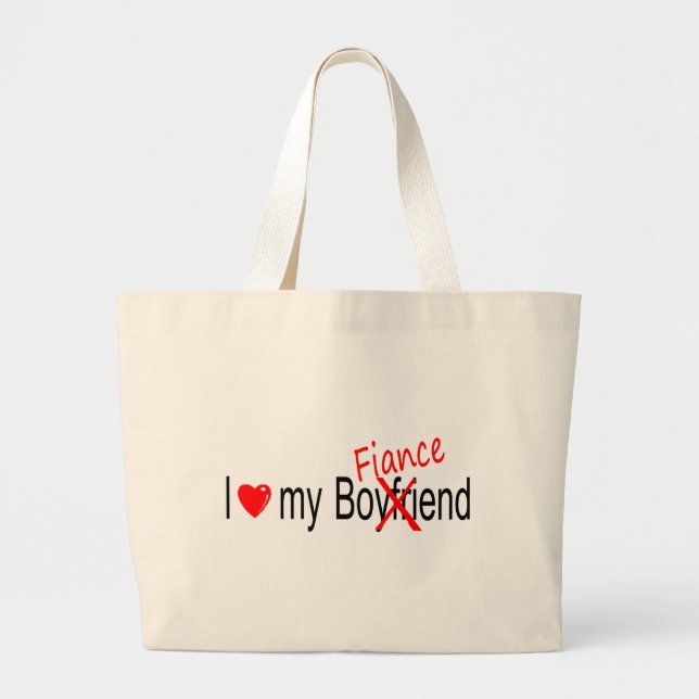 I Love My Fiance Large Tote Bag (Front)